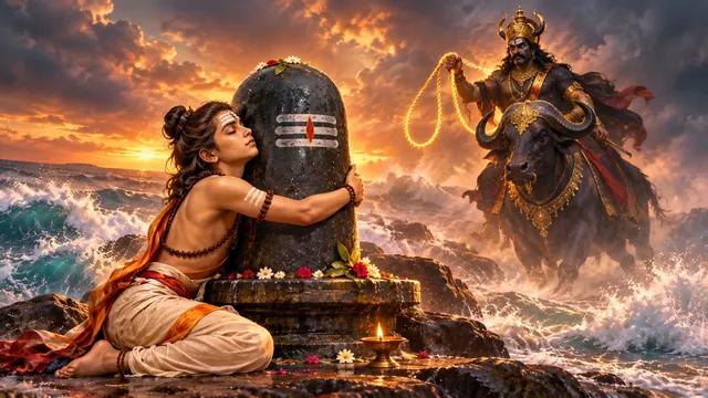मृत्यु सामने खड़ी थी, लेकिन मार्कण्डेय का विश्वास केवल महादेव पर था।