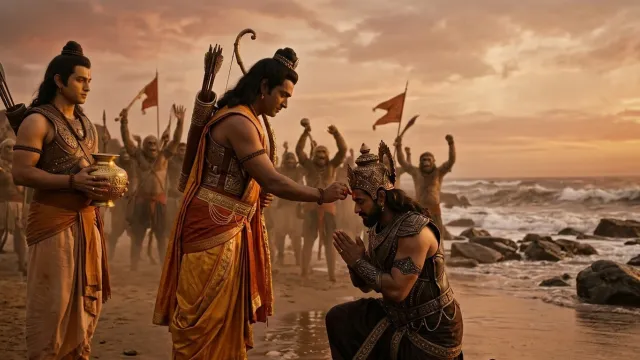 श्री राम द्वारा विभीषण का लंका के राजा के रूप में तिलक